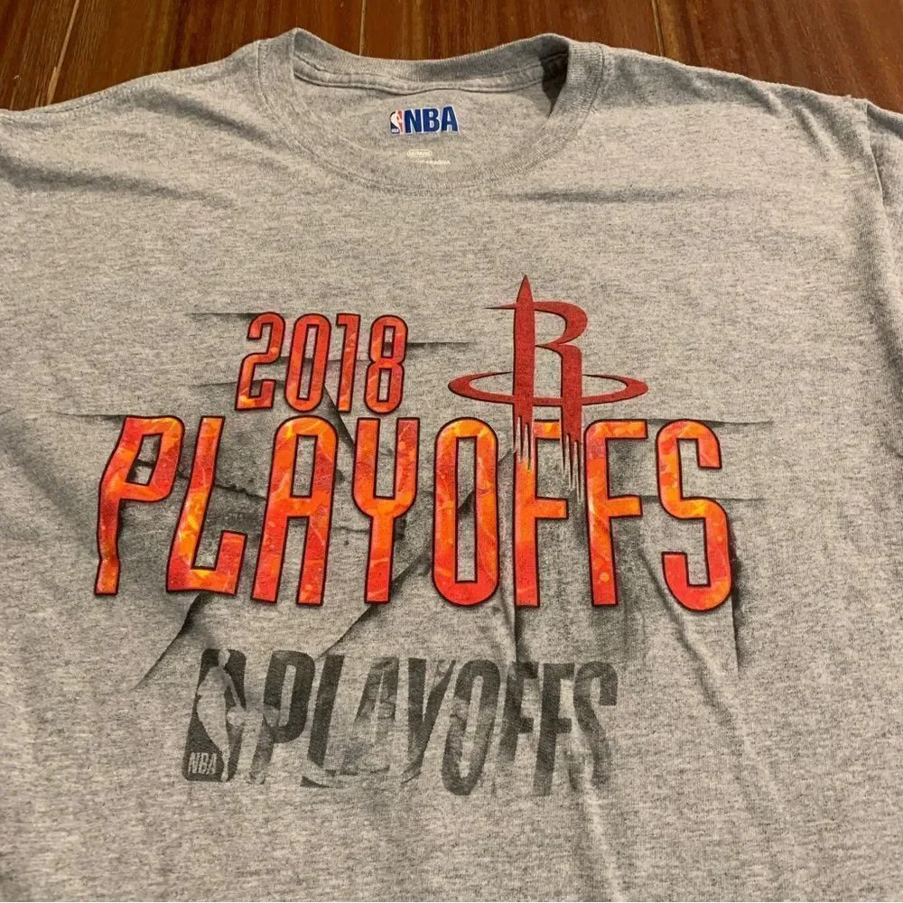 NBA Men’s Rockets 2018 Playoffs Basketball Gray Short Sleeve T-Shirt M